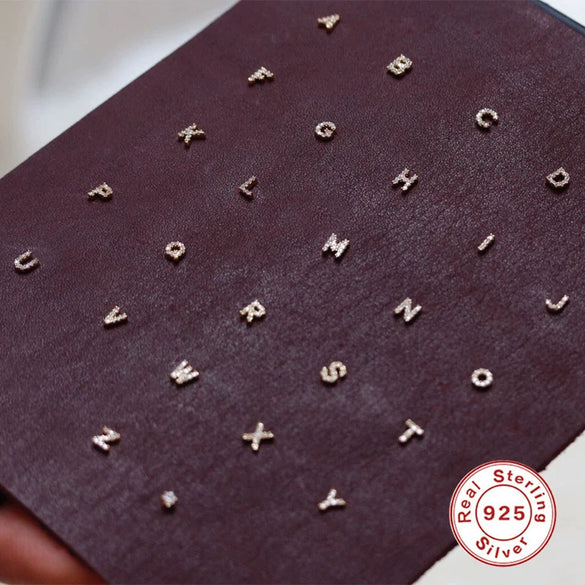 Wholesale S925 Sterling Silver Minimalist Initial Letter Stud Earrings With Electroplating For Women
