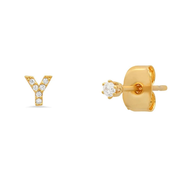 Wholesale S925 Sterling Silver Minimalist Initial Letter Stud Earrings With Electroplating For Women
