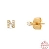 Wholesale S925 Sterling Silver Minimalist Initial Letter Stud Earrings With Electroplating For Women
