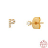 Wholesale S925 Sterling Silver Minimalist Initial Letter Stud Earrings With Electroplating For Women