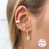 Wholesale S925 Sterling Silver Minimalist Initial Letter Stud Earrings With Electroplating For Women