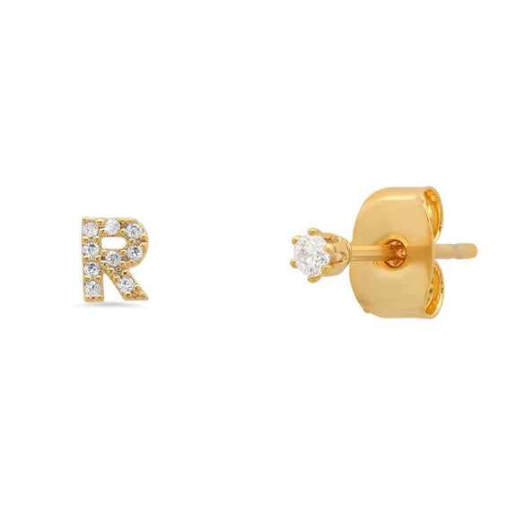 Wholesale S925 Sterling Silver Minimalist Initial Letter Stud Earrings With Electroplating For Women