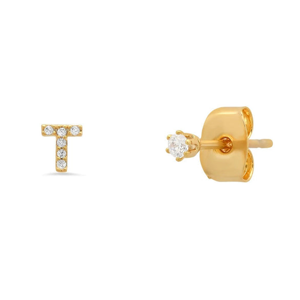 Wholesale S925 Sterling Silver Minimalist Initial Letter Stud Earrings With Electroplating For Women