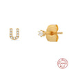 Wholesale S925 Sterling Silver Minimalist Initial Letter Stud Earrings With Electroplating For Women