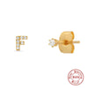 Wholesale S925 Sterling Silver Minimalist Initial Letter Stud Earrings With Electroplating For Women