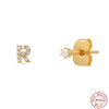 Wholesale S925 Sterling Silver Minimalist Initial Letter Stud Earrings With Electroplating For Women