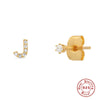 Wholesale S925 Sterling Silver Minimalist Initial Letter Stud Earrings With Electroplating For Women