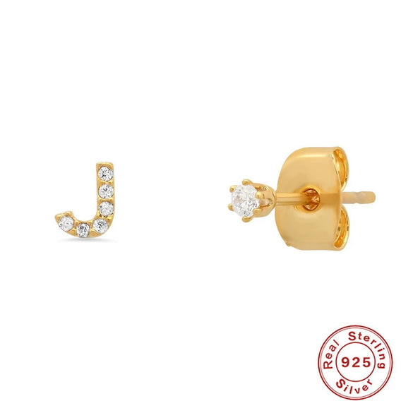 Wholesale S925 Sterling Silver Minimalist Initial Letter Stud Earrings With Electroplating For Women