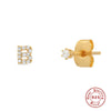 Wholesale S925 Sterling Silver Minimalist Initial Letter Stud Earrings With Electroplating For Women