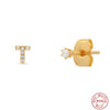 Wholesale S925 Sterling Silver Minimalist Initial Letter Stud Earrings With Electroplating For Women