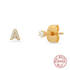 Wholesale S925 Sterling Silver Minimalist Initial Letter Stud Earrings With Electroplating For Women