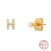 Wholesale S925 Sterling Silver Minimalist Initial Letter Stud Earrings With Electroplating For Women