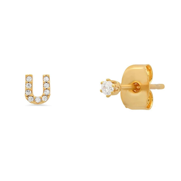 Wholesale S925 Sterling Silver Minimalist Initial Letter Stud Earrings With Electroplating For Women