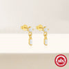 Wholesale S925 Sterling Silver Minimalist Rectangular Tassel Earrings With Diamond Encrustment And Electroplating Treatment Drop Shape For Women