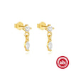 Wholesale S925 Sterling Silver Minimalist Rectangular Tassel Earrings With Diamond Encrustment And Electroplating Treatment Drop Shape For Women