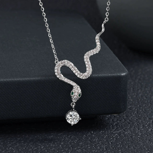 Wholesale S925 Sterling Silver Moissanite Animal Zodiac Snake Pendant Necklace Highend Jewelry Set With Diamonds