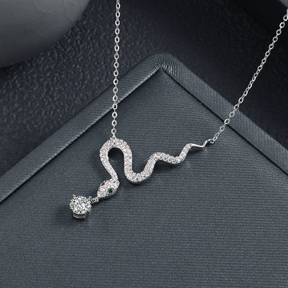 Wholesale S925 Sterling Silver Moissanite Animal Zodiac Snake Pendant Necklace Highend Jewelry Set With Diamonds