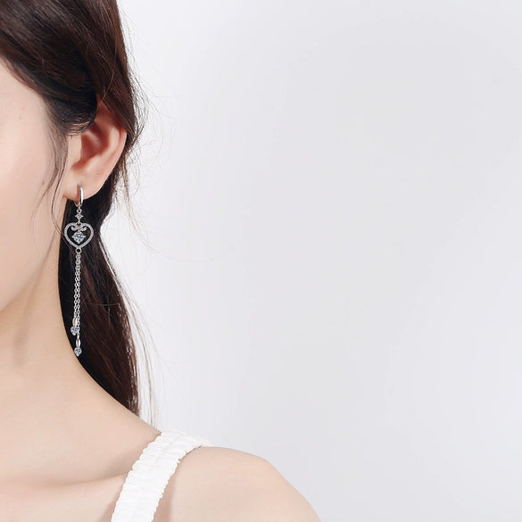 Wholesale S925 Sterling Silver Moissanite Bow Tassel Earrings For Women