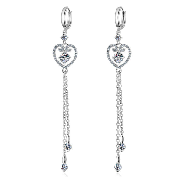 Wholesale S925 Sterling Silver Moissanite Bow Tassel Earrings For Women