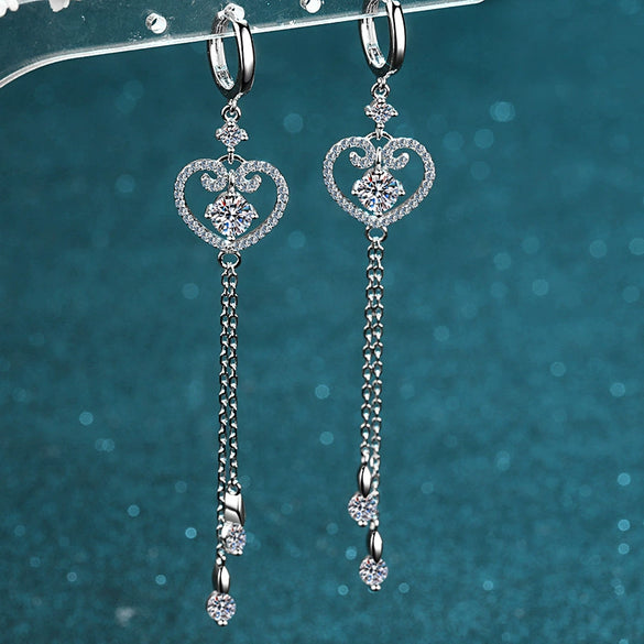 Wholesale S925 Sterling Silver Moissanite Bow Tassel Earrings For Women