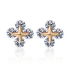 Wholesale S925 Sterling Silver Moissanite Champagne Gold Electroplated Geometric Light Luxury Women's Earrings With Doll And Leaves Pattern