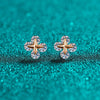 Wholesale S925 Sterling Silver Moissanite Champagne Gold Electroplated Geometric Light Luxury Women's Earrings With Doll And Leaves Pattern