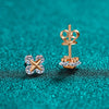Wholesale S925 Sterling Silver Moissanite Champagne Gold Electroplated Geometric Light Luxury Women's Earrings With Doll And Leaves Pattern