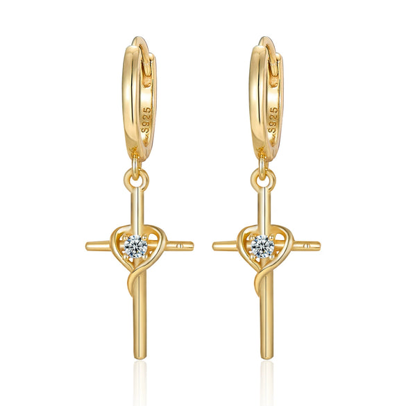 Wholesale S925 Sterling Silver Moissanite Cross Earrings With Infinite Symbol Fashion Simple Design Inlay Process For Women