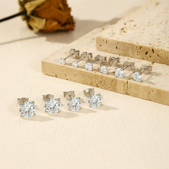 Wholesale S925 Sterling Silver Moissanite Diamond Earrings Classic Lowkey Luxury Electroplated For Women