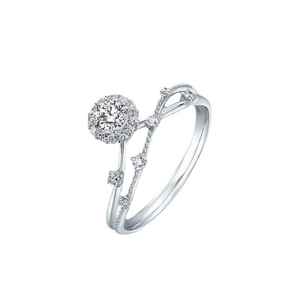Wholesale S925 Sterling Silver Moissanite Diamond Ring For Women With Geometric Design And Electroplating Treatment