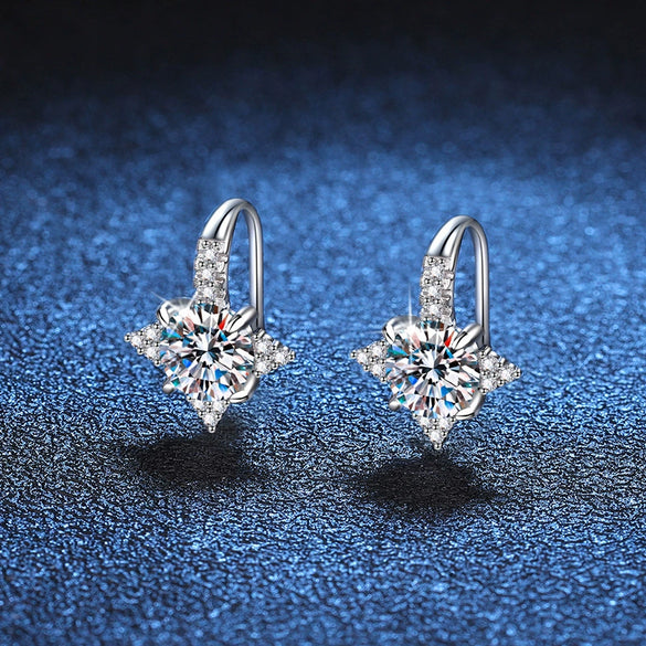 Wholesale S925 Sterling Silver Moissanite Earrings With Bow Pattern Light Luxury Elegant Design Ear Hook Style For Women