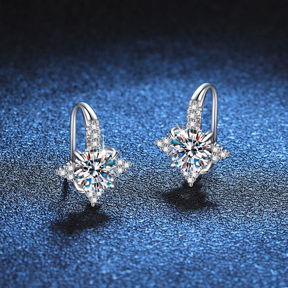 Wholesale S925 Sterling Silver Moissanite Earrings With Bow Pattern Light Luxury Elegant Design Ear Hook Style For Women