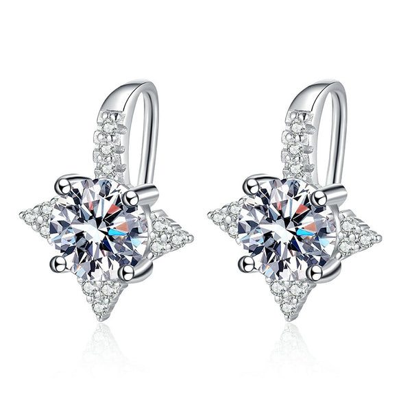 Wholesale S925 Sterling Silver Moissanite Earrings With Bow Pattern Light Luxury Elegant Design Ear Hook Style For Women