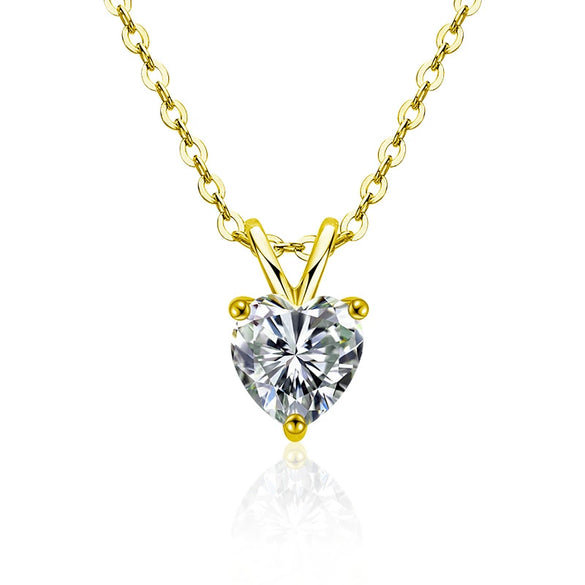 Wholesale S925 Sterling Silver Moissanite Heart Shape Pendant Necklace With Cross Chain Set With Diamonds Simple Light Luxury Style For Women