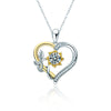Wholesale S925 Sterling Silver Moissanite Heart Shaped Sunflower Pendant Women's Fashion Necklace