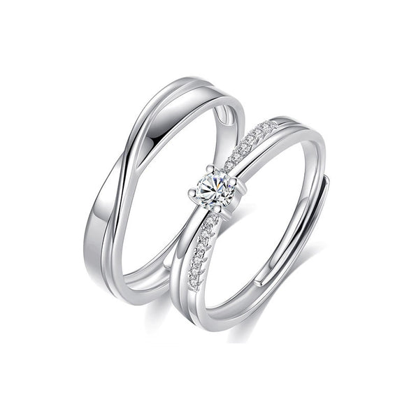 Wholesale S925 Sterling Silver Moissanite Ushaped Couple's Ring Set With Diamonds Fashion Style