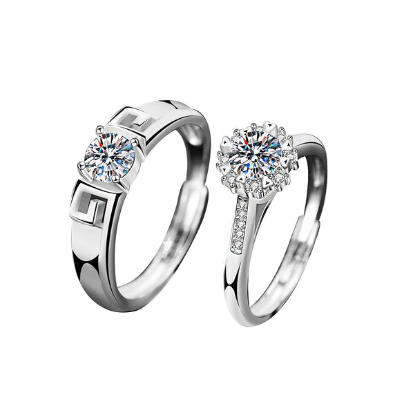 Wholesale S925 Sterling Silver Moissanite Ushaped Couple's Ring Set With Diamonds Fashion Style