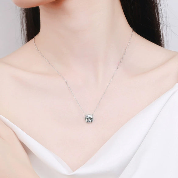 Wholesale S925 Sterling Silver Moissanite Women's Simple Light Luxury Classic Fourclaw Pendant Cross Chain Jewelry Geometric Pattern Set With Diamonds