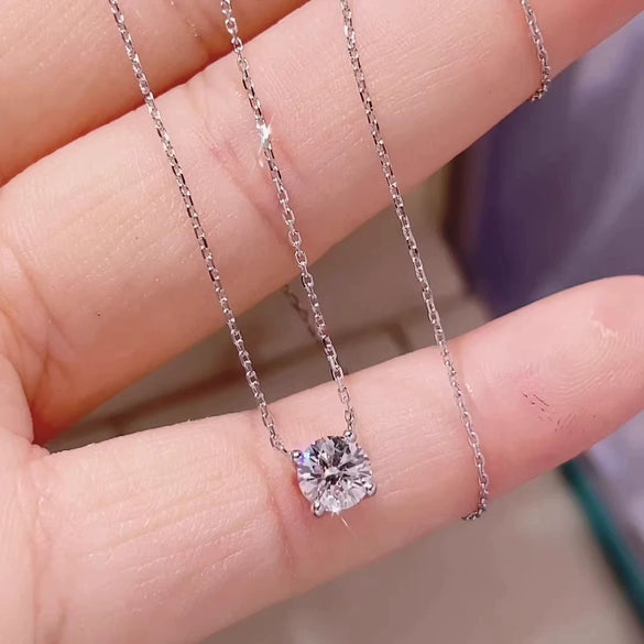 Wholesale S925 Sterling Silver Moissanite Women's Simple Light Luxury Classic Fourclaw Pendant Cross Chain Jewelry Geometric Pattern Set With Diamonds