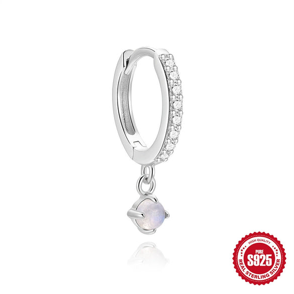 Wholesale S925 Sterling Silver Moonstone Clover Water Drop Pendant Highend Women's Earrings With Flower Pattern