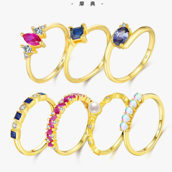 Wholesale S925 Sterling Silver Moonstone Ring With Geometric Pattern For Women Retro Style Electroplating Process