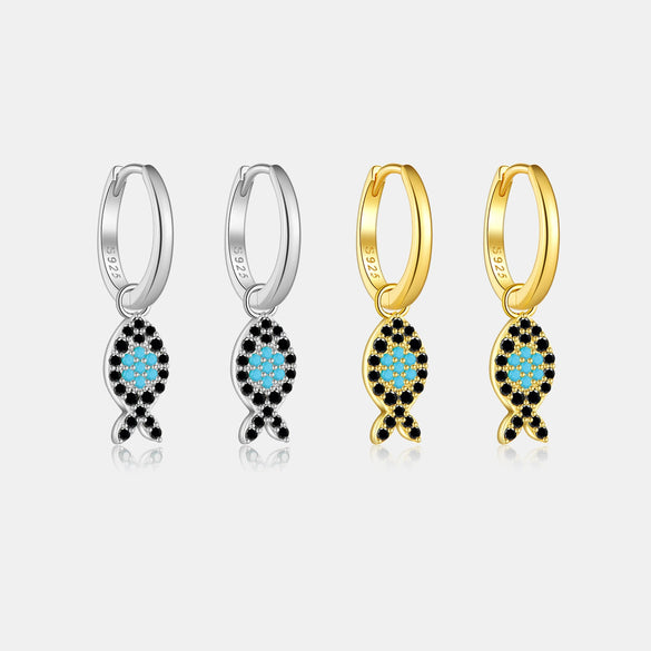Wholesale S925 Sterling Silver Movable Fish Pendant Earrings For Women With Platinum Or 18K Gold Electroplating