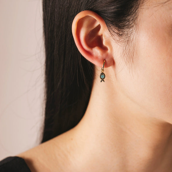 Wholesale S925 Sterling Silver Movable Fish Pendant Earrings For Women With Platinum Or 18K Gold Electroplating