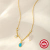 Wholesale S95 Sterling Silver Multi Element Stitching Geometric Diamond Encrusted Pearl Temperament All Match Clavicle Necklace With Electroplating O Chain Style