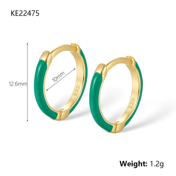 Wholesale S925 Sterling Silver Multicolor Circle Ear Buckle Earrings For Women With Geometric Design And Electroplating Process