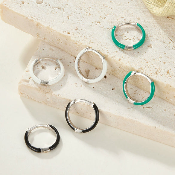 Wholesale S925 Sterling Silver Multicolor Circle Ear Buckle Earrings For Women With Geometric Design And Electroplating Process