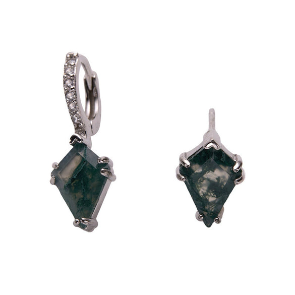 Wholesale S925 Sterling Silver Natural Aqua Grass Agate Drop Shape Inlaid With Pearls Earrings