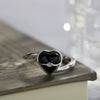 Wholesale S925 Sterling Silver Natural Black Agate Heartshaped Pendant Love Bracelet For Women