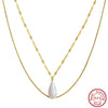 Wholesale S925 Sterling Silver Natural Freshwater Pearl Baroque Drop Shape Necklace With Geometric Pattern And Electroplating Treatment