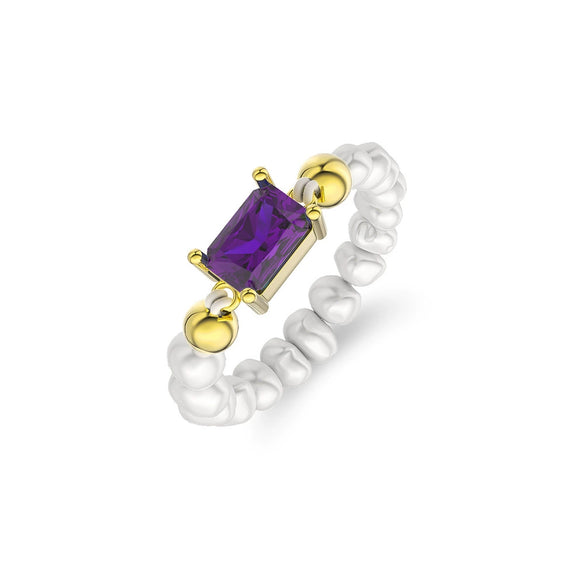 Wholesale S925 Sterling Silver Natural Freshwater Pearl Geometric Opening Adjustable Women's Ring With Electroplating